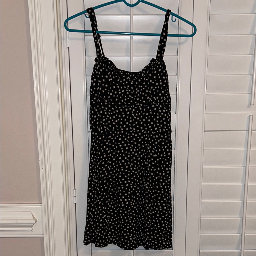Black Floral Dot Dress